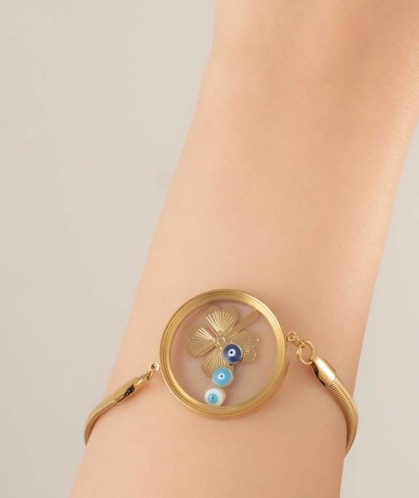 Çelik Kapağı Açılan Yoncalı Bileklik